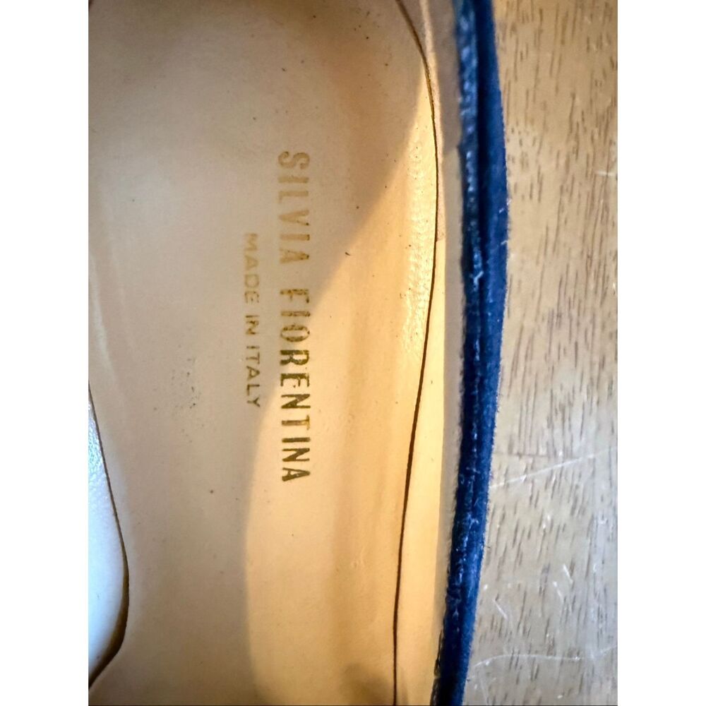 Silvia Fiorentina Italy Suede Pointed Toe Flats Scalloped Edge Dress Shoes size - Picture 5 of 11
